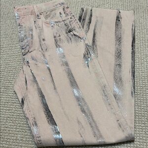 Baykan Denim straight leg light Pink Navy Blue Foil Jeans Sample